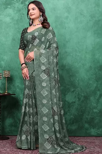 Bandhani poly georgette bandhani saree