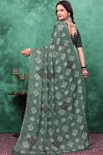 Bandhani poly georgette bandhani saree