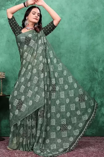 Bandhani poly georgette bandhani saree