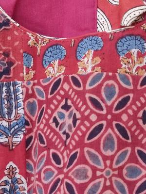 Brown authentic ajrakh patchwork cotton blouse 5