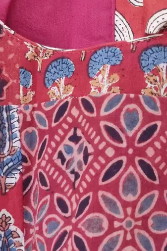 Brown authentic ajrakh patchwork cotton blouse