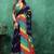 Striped poly georgette bandhani saree