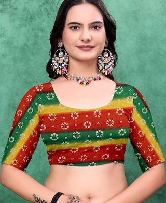 Striped poly georgette bandhani saree 3