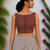 Brown authentic ajrakh handblock printed sleeveless silk blend blouse