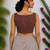 Brown authentic ajrakh handblock printed sleeveless silk blend blouse