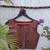 Brown authentic ajrakh handblock printed sleeveless silk blend blouse