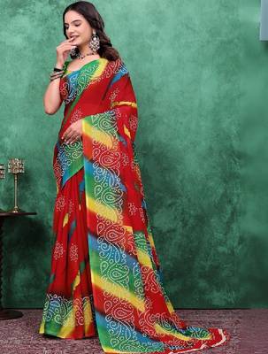 Bandhani poly georgette bandhani saree 1