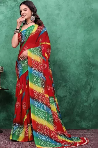 Bandhani poly georgette bandhani saree