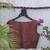 Brown authentic ajrakh handblock printed sleeveless silk blend blouse