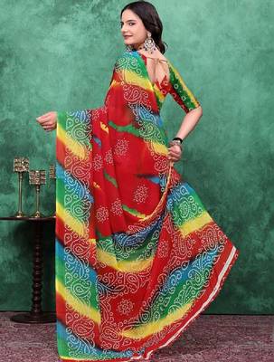 Bandhani poly georgette bandhani saree 2