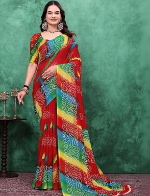 Bandhani poly georgette bandhani saree 4