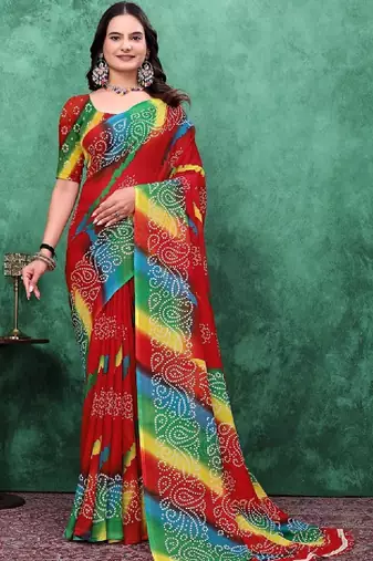 Bandhani poly georgette bandhani saree