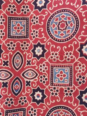 Brown authentic ajrakh handblock printed sleeveless silk blend blouse 5