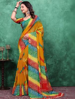 Bandhani poly georgette bandhani saree 1