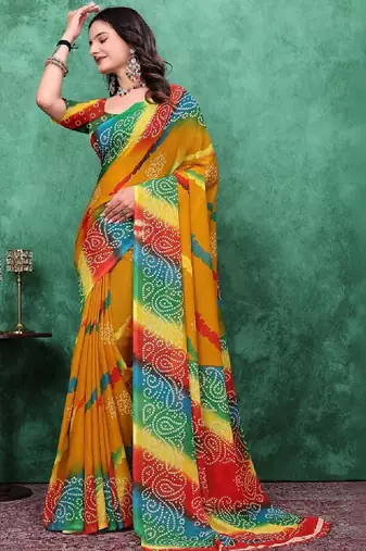 Bandhani poly georgette bandhani saree
