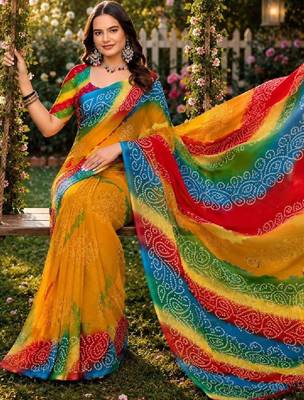 Bandhani poly georgette bandhani saree 4