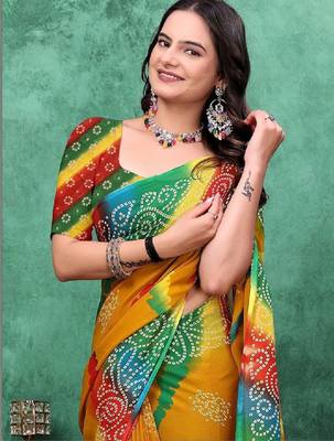 Bandhani poly georgette bandhani saree 4