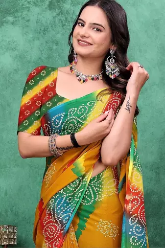 Bandhani poly georgette bandhani saree