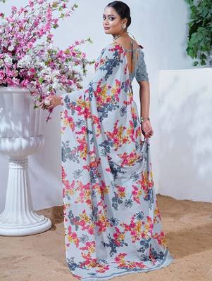 Floral poly georgette leheriya saree 2