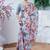 Floral poly georgette fusion leheriya saree