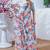 Floral poly georgette fusion leheriya saree