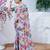Floral poly georgette fusion leheriya saree
