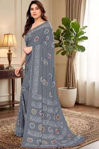 Tie and dye poly georgette leheriya saree