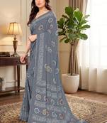 Tie and dye poly georgette leheriya saree