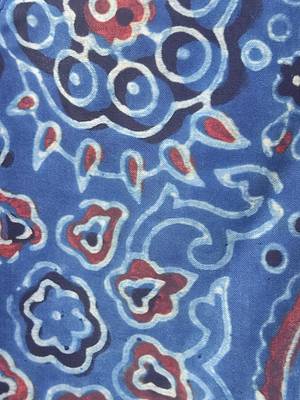 Navy blue authentic ajrakh handblock printed sleeveless silk blend blouse 5