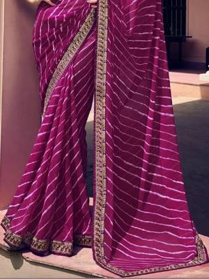 Leheriya embroidered pure georgette fusion leheriya saree 2