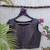 Navy blue authentic ajrakh handblock printed sleeveless silk blend blouse