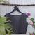 Navy blue authentic ajrakh handblock printed sleeveless silk blend blouse