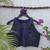 Navy blue authentic ajrakh handblock printed sleeveless silk blend blouse