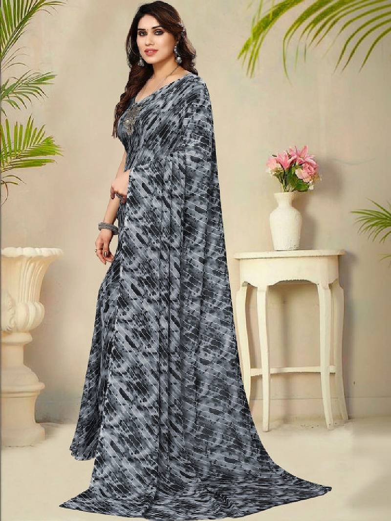 Tie and dye poly georgette leheriya saree