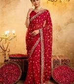 Bandhani embroidered pure georgette fusion bandhani saree