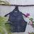 Navy blue authentic ajrakh handblock printed sleeveless silk blend blouse