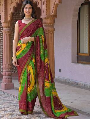 Bandhani pure georgette fusion bandhani saree 1