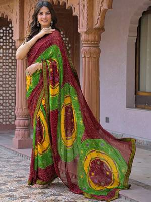 Bandhani pure georgette fusion bandhani saree 2