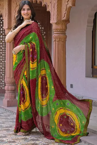 Bandhani pure georgette fusion bandhani saree
