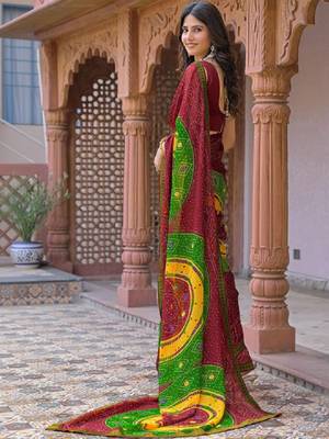 Bandhani pure georgette fusion bandhani saree 3