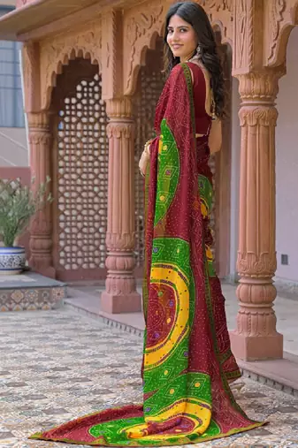 Bandhani pure georgette fusion bandhani saree