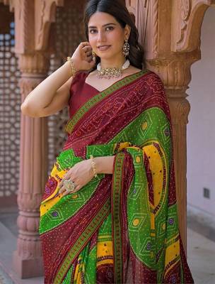 Bandhani pure georgette fusion bandhani saree 4