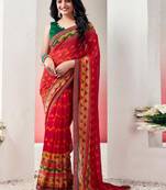 Pure chiffon fusion leheriya saree