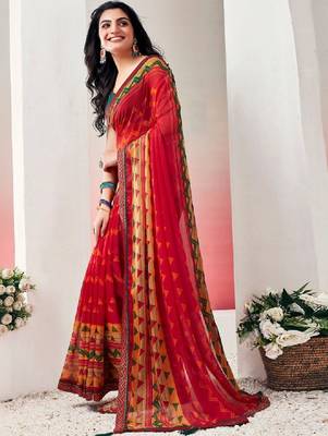 Pure chiffon fusion leheriya saree 2