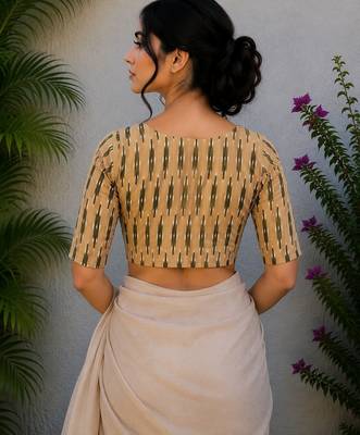Yellow premium cotton handblock printed blouse 2