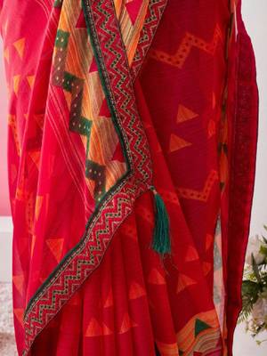 Pure chiffon fusion leheriya saree 4