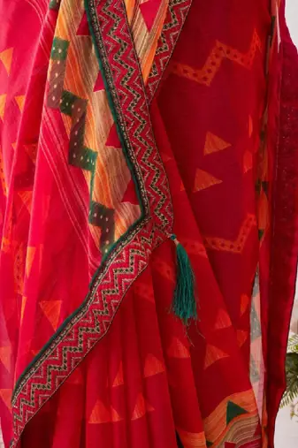 Pure chiffon fusion leheriya saree