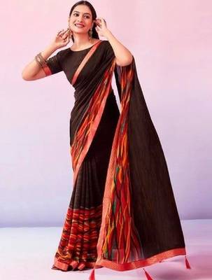 Pure chiffon fusion leheriya saree 1