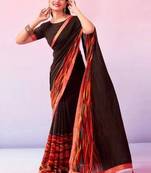 Pure chiffon fusion leheriya saree