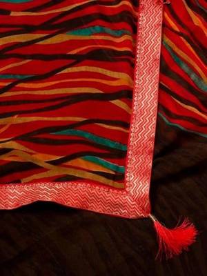 Pure chiffon fusion leheriya saree 4